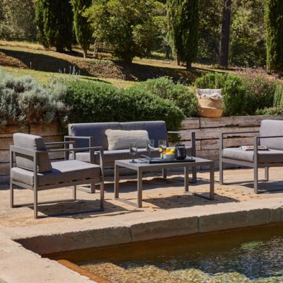 Set de jardin 4 places en aluminium anthracite - Tokyo