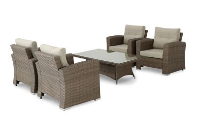 Set de Jardin 4 places table Basse 140x80x46cm rotin synthétique et aluminium - Bolonia