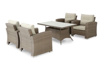 Set de Jardin 4 places table haute 140x80x68cm rotin synthétique et aluminium - Bolonia