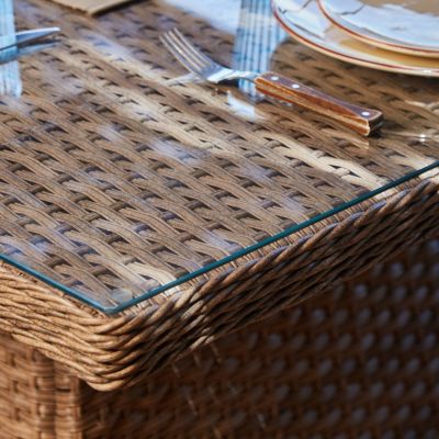 Set de Jardin 4 places table haute 140x80x68cm rotin synthétique et aluminium - Bolonia