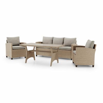 Set de jardin 5 places en rotin synthétique et acier avec table haute - Verona