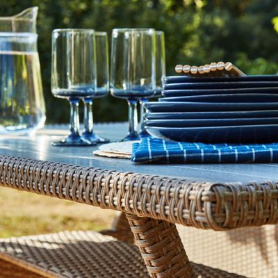 Set de jardin 5 places en rotin synthétique et acier avec table haute - Verona