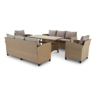 Set de jardin 5 places en rotin synthétique et acier avec table haute - Verona