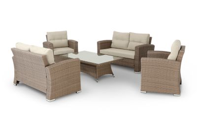 Set de jardin 6 places table basse 140x80x46cm rotin synthétique et aluminium - Bolonia