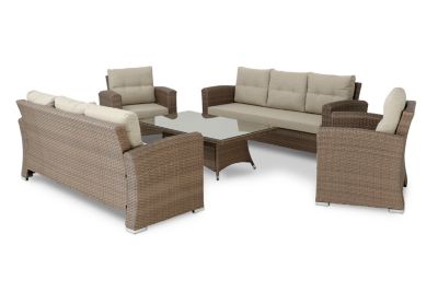 Set de jardin 8 places table basse 140x80x46cm rotin synthétique et aluminium - Bolonia