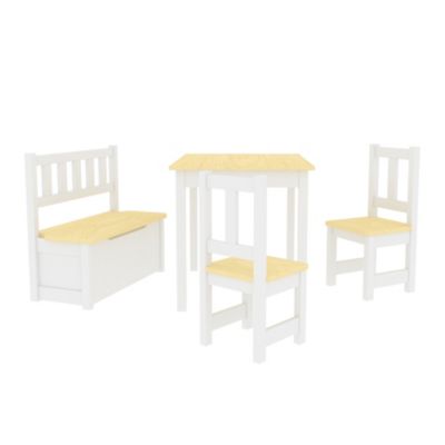 Set de meubles d'enfant Lousame table avec 2 chaises naturel blanc en.casa