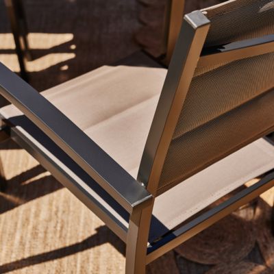 Set de repas 2 places table 70x70 aluminium marron - Tokyo