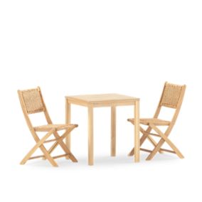 Set de repas 2 places table céramique beige 65x65 - Bisbal & serena