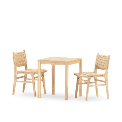 Set de repas 2 places table céramique beige 65x65 - bisbal & serena