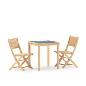 Set de repas 2 places table céramique bleu 65x65 - Bisbal & serena