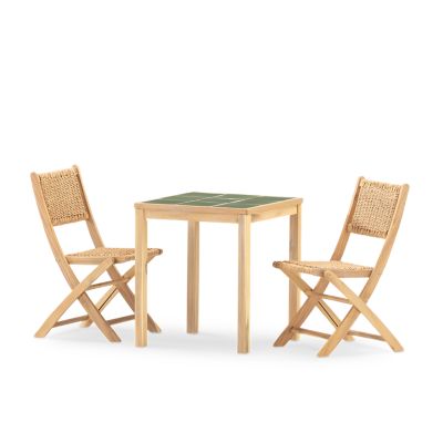 Set de repas 2 places table en céramique verte 65x65 - bisbal & serena