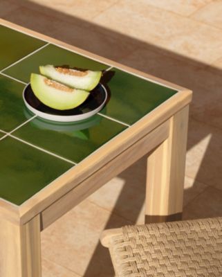 Set de repas 2 places table en céramique verte 65x65 - bisbal & serena