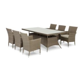 Set de repas 200x100 cm table de jardin et 6 chaises en rotin synthétique et aluminium - Bolonia