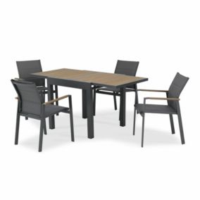 Set de repas 4 pl table 160/80x80 cm en aluminium anthracite - Osaka