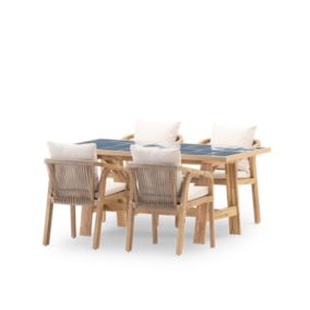 Set de repas 4 pl table céramique bleu 168x87 - bisbal & Siena