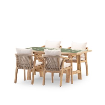 Set de repas 4 pl table céramique verte 168x87 - bisbal & Siena