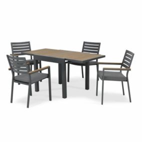 Set de repas 4 places table 160/80x80 cm en aluminium anthracite- Osaka