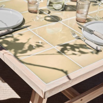 Set de repas 4pl table céramique beige 168x87 - bisbal & Serena