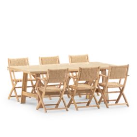 Set de repas 6 pl table céramique beige 205x105 - Bisbal & serena