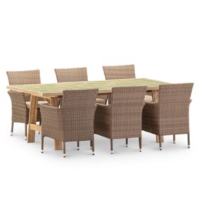 Set de repas 6 pl table céramique vert clair 205x105- Bisbal & Bolonia