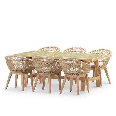 Set de repas 6 pl table céramique vert clair 205x105- bisbal & Provenza