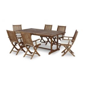 Set de repas 6 pl table extensible 180/240x100 et 6 chaises pliantes avec coussins - Java