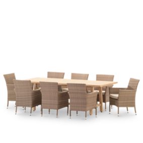 Set de repas 8 pl table 230x100 cm et chaises en rotin synthétique et aluminium - Siena & Bolonia