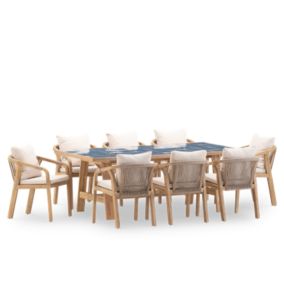 Set de repas 8 pl table céramique bleu 205x105 - Bisbal & Siena