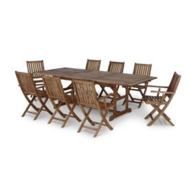 Set de repas 8 places table extensible 180/240x100 et chaises pliables - Java