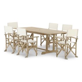 Set de repas de jardin table extensible 150/210x90 + 6 chaises directeur brut - Java Light
