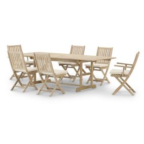 Set de repas de jardin table extensible 180/240x100 + 4 chaises sans bras + 2 chaises avec accoudoirs avec coussins- Java Light