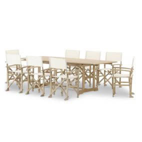 Set de repas de jardin table extensible 180/240x100 + 8 chaises directeur brut - Java Light