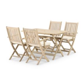 Set de repas de jardin table pliante 120x70 + 4 chaises avec accoudoirs avec coussins - Java Light