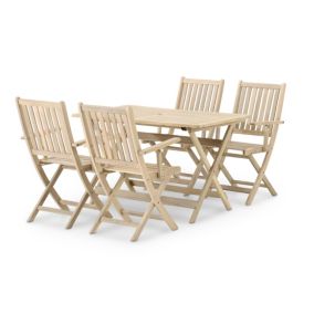 Set de repas de jardin table pliante 120x70 + 4 chaises avec accoudoirs - Java Light