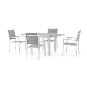 Set de repas jardin 4 places aluminium blanc  - Tokyo