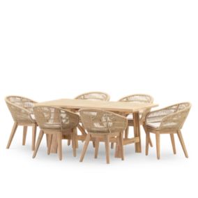 Set de repas jardin 6 pl table céramique beige 168x87 - Bisbal & Provenza