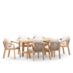 Set de repas jardin 6 pl table céramique beige 168x87 - Bisbal & Siena