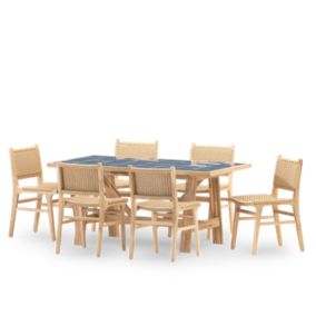 Set de repas jardin 6 pl table céramique bleue 168x87 - Bisbal & Modena