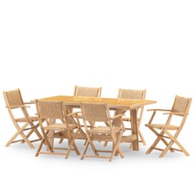 Set de repas jardin 6 pl table céramique moutarde 168x87 - Bisbal & Serena