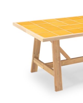 Set de repas jardin 6 pl table céramique moutarde 168x87 - Bisbal & Serena