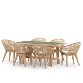 Set de repas jardin 6 pl table céramique vert 168x87 - Bisbal & Provenza