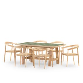 Set de repas jardin 6 pl table céramique vert 168x87 et fauteuil - Bisbal & Modena