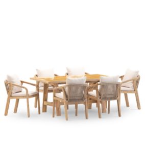 Set de repas jardin 6 pl table céramique vert clair 168x87 - Bisbal & Siena