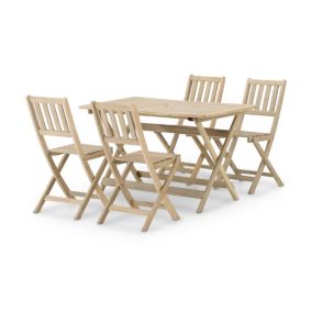 Set de repas jardin/balcon table pliante 120x70 + 4 chaises de balcon - Java Light