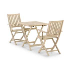 Set de repas jardin/balcon table pliante 70x70 + 2 chaises avec accoudoirs - Java Light