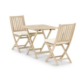 Set de repas jardin/balcon table pliante 70x70 + 2 chaises avec coussins- Java Light