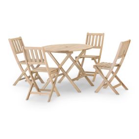 Set de repas jardin/balcon table pliante ronde 90cm + 4 chaises de balcon - Java Light