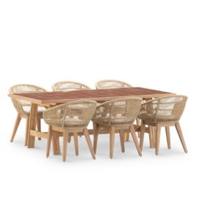 Set de repas jardin table 205x105 céramique et 6 chaises - Bisbal & Provenza