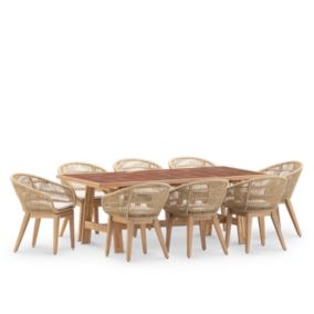 Set de repas jardin table 205x105 céramique terrecuite et 8 chaises Provenza - Bisbal