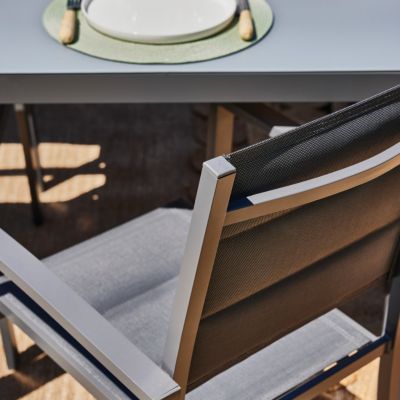 Set de repas table 160x90 et 6 chaises de jardin gris - Tokyo